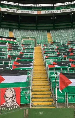 Celtic taraftarları Filistin'e destek oldu! Stadı bayraklarla donattılar