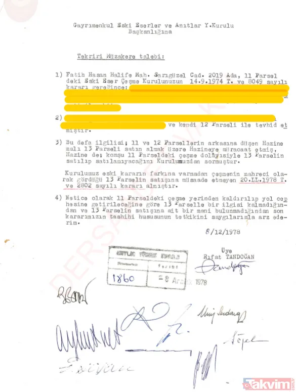 TARİH: 1977 CHP'li İstanbul Belediyesi'nin tarihi çeşmenin İskender Paşa Camii duvarına nakli teklifi, Eski Eserler ve Müzeler Genel Müdürlüğünce, Anıtlar...