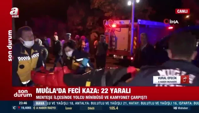 Muğla'da feci kaza! Yolcu midibüsü ile kamyonet çarpıştı: 22 yaralı
