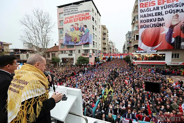 Başkan Erdoğan Nazilli'de vatandaşlara hitap etti! Dikkat çeken pankart: "Oyunu bozalım gari efem" - 3