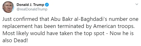 Trump, "Bağdadi'nin yerine geçecek ismin" öldürüldüğünü açıkladı ama ismi paylaşmadı!-1
