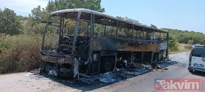 Seyir halinde korku! Otobüs alev alev yandı