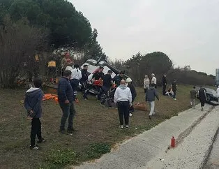 TEM’de otomobilin çarptığı minibüs takla attı: 4 yaralı