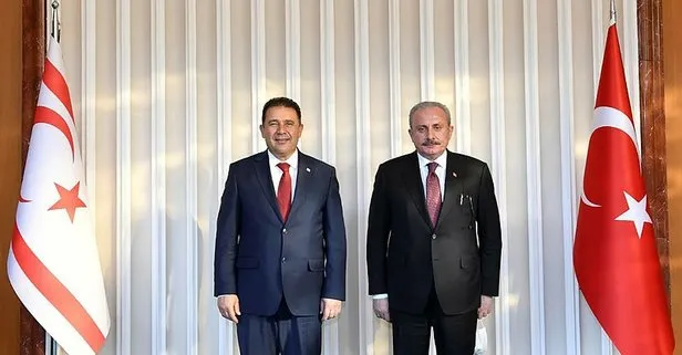 TBMM Başkanı Mustafa Şentop, KKTC Başbakanı Saner’i kabul etti: İki devletli çözüm vizyonunu destekliyoruz
