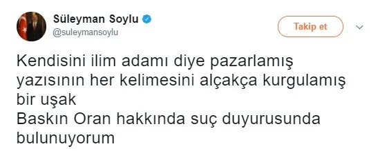 Bakan Soylu'dan Baskın Oran'a suç duyurusu-1