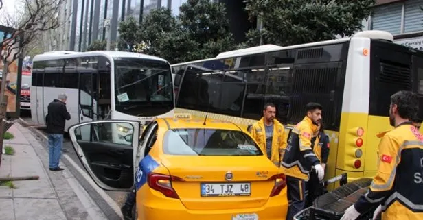 Son dakika: Şişli’de feci kaza! Servis minibüsü önce iki İETT otobüsüne ardından taksiye çarptı