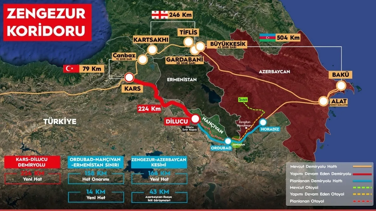 Zengezur Koridoru'nda tarihi adım! Kars-Iğdır-Aralık-Dilucu Demiryolu Hattı'na ilk kazma için geri sayım