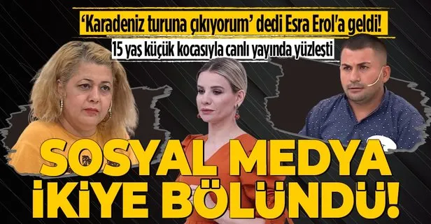 Esra Erol’da ilginç olay! “Karadeniz turuna çıkıyorum diye Esra Erol’a geldim” dedi 15 yaş küçük kocasıyla canlı yayında yüzleşti