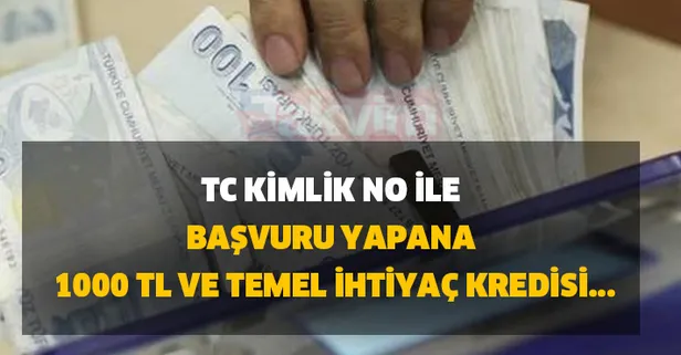 İhtiyacı olan, TC kimlik no ile başvuru yapana 1000 TL ve temel ihtiyaç kredisi...