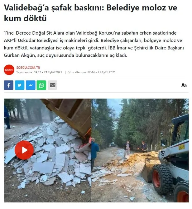 Fondaş medyadan Validebağ Korusu üzerinden algı operasyonu! Belediye çalışmasını "baskın" diye duyurdular-3