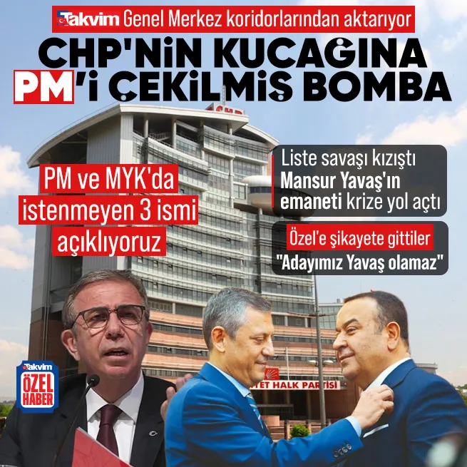 TAKVİM CHP içinden aktarıyor! Liste savaşı kızıştı... Mansur Yavaşın emaneti krize yol açtı: PM ve MYKda istenmeyen 3 ismi açıklıyoruz