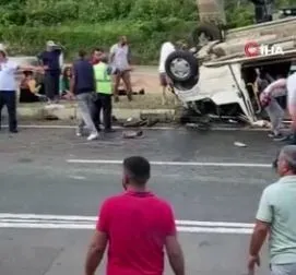 Ordu'da feci kaza! Fındık işçilerini taşıyan minibüs takla attı! Çok sayıda yaralı var-3
