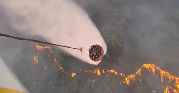 Manisa Gördes'teki orman yangınına havadan ve karadan müdahale