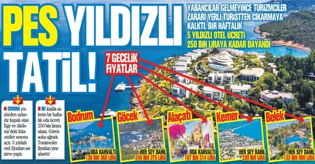 Turizmciler fiyatları abarttı! 5 yıldızlı otel ücreti 250 bin liraya kadar dayandı