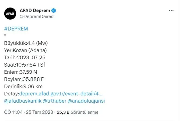 Son dakika: Adana'da deprem... Çevre illerden hissedildi | Osmaniye Kahramanmaraş AFAD KANDİLLİ SON DEPREMLER-6