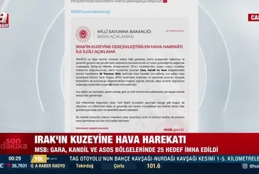 MSB paylaştı! Irak’ın kuzeyine hava harekatı