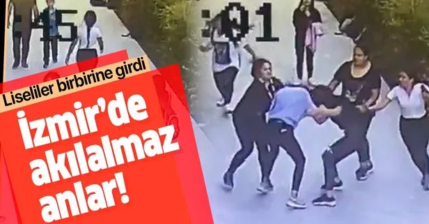 İzmir Bornova’da kız öğrencilerin kavgası kamerada! Tartıştığı 5 kız tarafından tekme tokat darp edildi