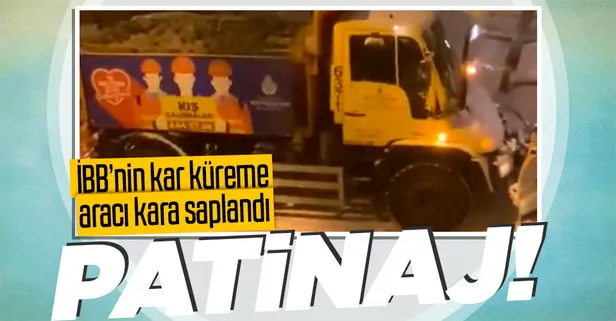 İBB'nin kar küreme aracı kara saplandı!