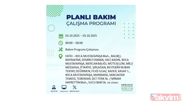 İstanbul'da elektrik kesintisi alarmı: BEDAŞ saat verdi! 3 EKİM ilçe ilçe kesinti programı - 33