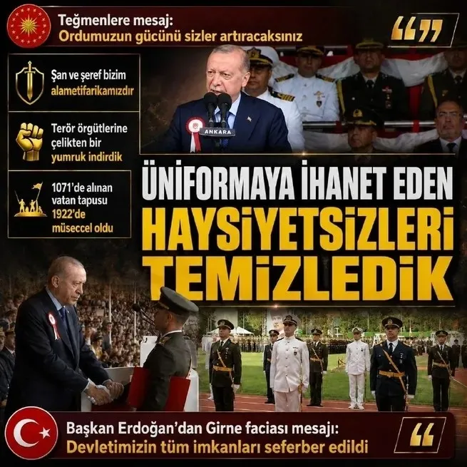 Başkan Erdoğan’dan 15 Temmuz mesajı: Üniformaya ihanet edenleri temizledik