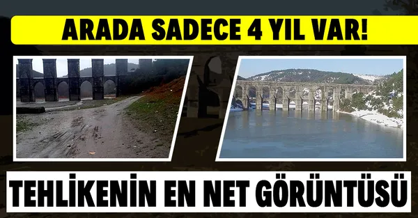 İstanbul barajlarındaki tehlikenin en net görüntüsü! Alibeyköy Barajı'nda 4 yıllık süreçte korkutan değişim!-1