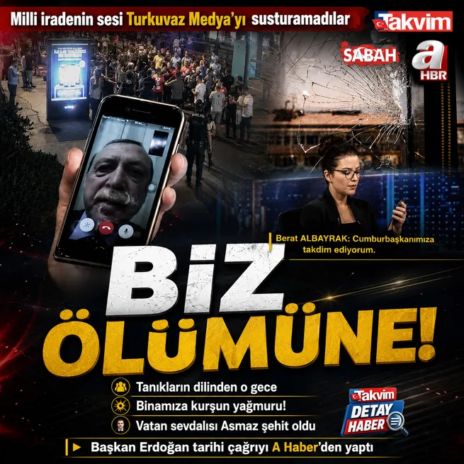 Milli iradenin sesi Turkuvaz Medyayı susturamadılar! Başkan Erdoğan tarihi çağrıyı A Haberden yaptı: Biz ölümüne