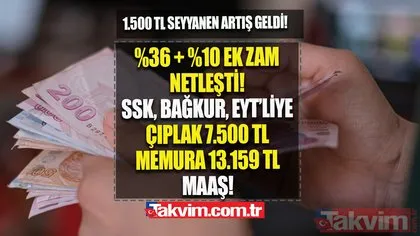 1.500 TL Seyyanen + 114 kümülatif artış+ TEFE TÜFE Temmuz zammı... SSK, Bağkur, EYT emekliye çıplak 7.500 TL+ Memura 13.159 TL MAAŞ!