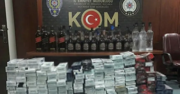 Adana’da kaçakçılık operasyonu!  85 şişe kaçak içki ve 5 bin 838 paket sigara ele geçirildi