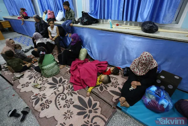 SON DAKİKA: Filistinli aileler çocuklarını İsrail bombalarından korumak için okullara sığındı - 6