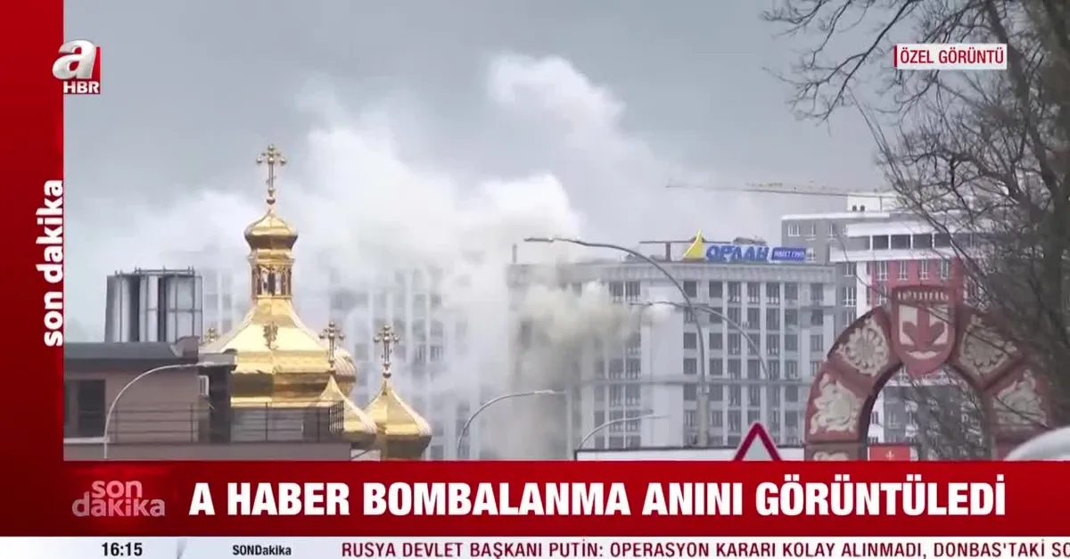 Bombalanma anı A Haber kamerasında