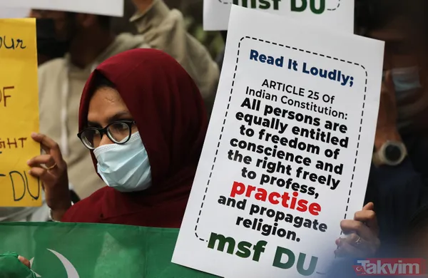 SON DAKİKA: Hindistan'ın 28 Şubat'ı! Başörtüsü yasaklarına karşı eylemler sürüyor: Bıçak taşıyan 2 kişi gözaltına alındı - 16