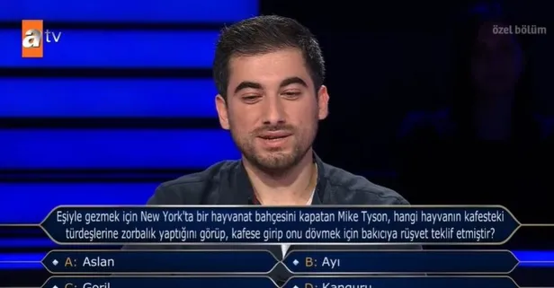 Mike Tyson, hayvanat bahçesinde hangi hayvanı dövmek için bakıcıya rüşvet teklif etmiştir? | KİM MİLYONER OLMAK İSTER