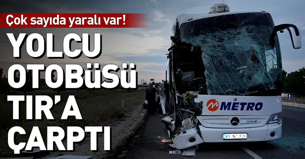 Amasya'da yolcu otobüsü TIR'a çarptı