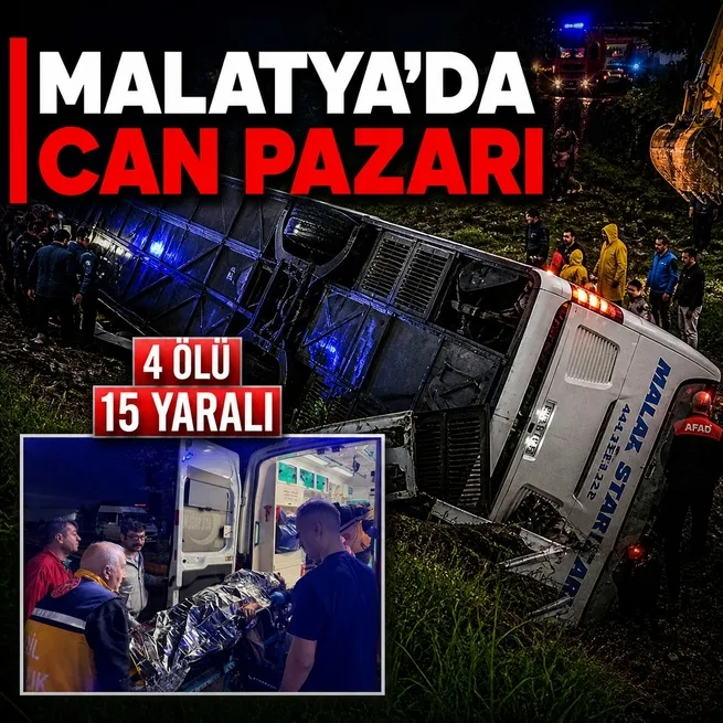 Malatya Doğanşehir’de yolcu otobüsü şarampole devrildi: 4 ölü, 15 yaralı