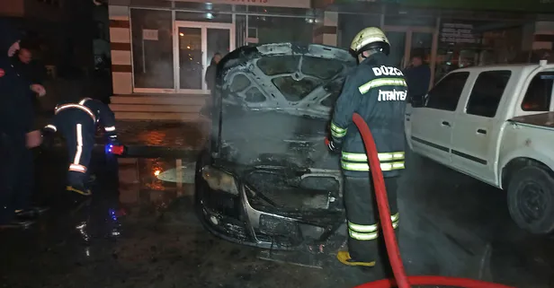 Son dakika: Düzce'de park halindeki otomobil yandı