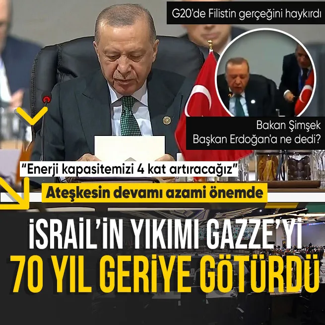 Başkan Erdoğan G20 Zirvesi 2. Oturumunda konuştu: İsrail’in yıkımı Gazze’yi 70 yıl geri götürdü