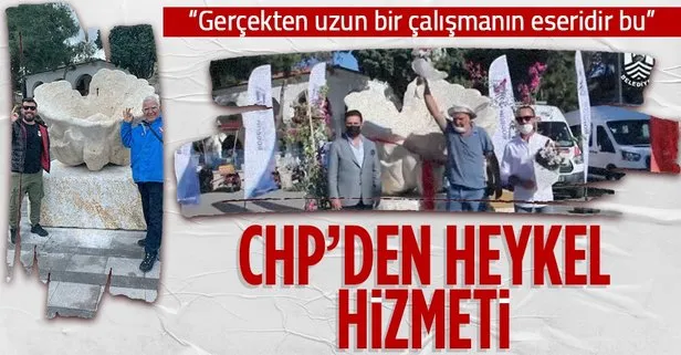 CHP’li Bodrum Belediyesi sünger heykeli açılış töreni düzenledi