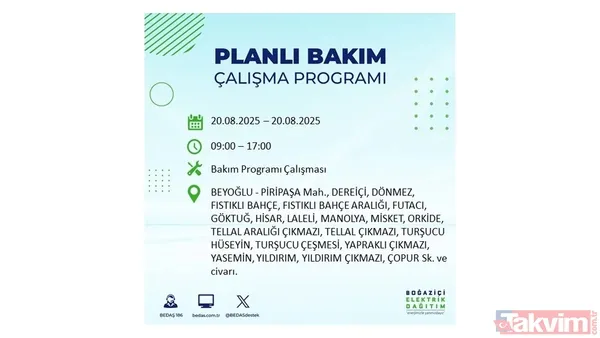 ⚫20 Ağustos 2025 İstanbul'da Elektrik Kesintisi Yaşanacak İlçe Ve Mahalleler