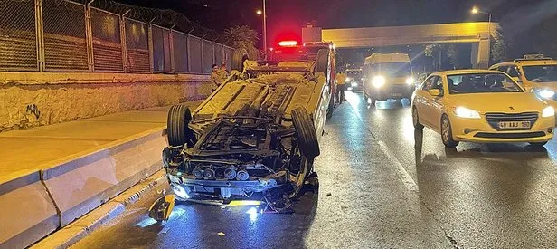 Kontrolden çıkan taksi takla attı: 1 yaralı