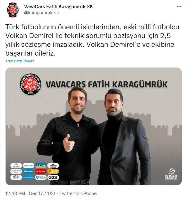 Son dakika: VavaCars Fatih Karagümrük'te Volkan Demirel dönemi-1