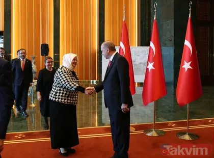 Başkan Erdoğan, Külliye’de tebrikleri kabul etti! İşte Erdoğan’ın arkasındaki panonun hikayesi