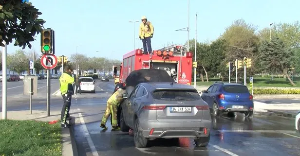 Kartal’da feci kaza! Araç alev aldı