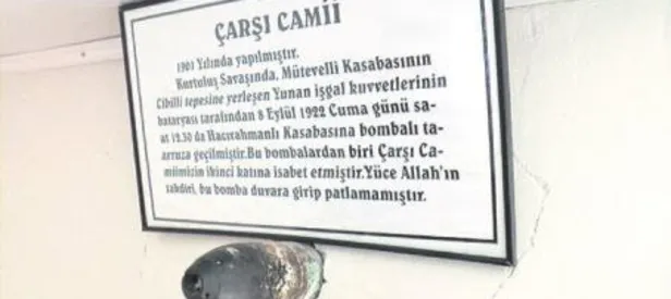 Cami duvarında 94 yıllık top mermisi