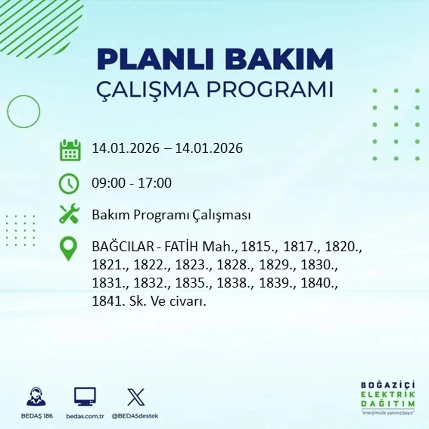 12 ilçe 8 saat elektriksiz! BEDAŞ duyurdu: İşte 14 Ocak kesinti listesi - 2