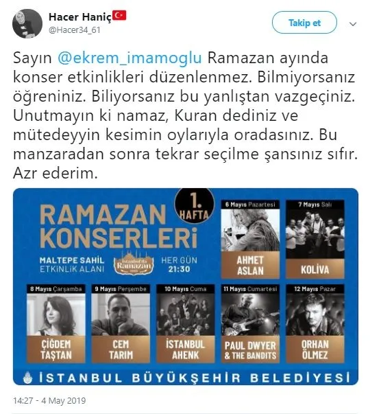 İstanbul’da Ekrem İmamoğlu’ndan Ramazan konserleriyle ilgili tepki çeken talimat