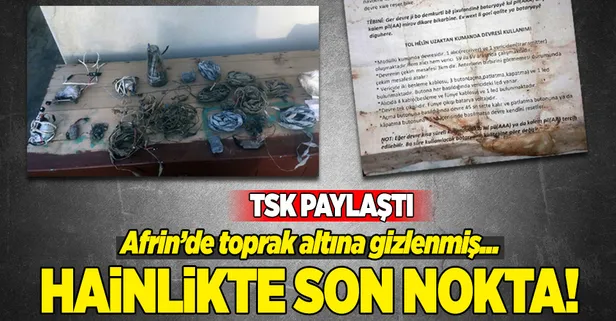 TSK, Afrin'de ele geçirilen mühimmat ve belgeleri paylaştı