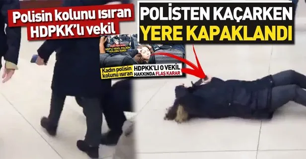 Polisi ısıran HDP’li Saliha Aydeniz yere kapaklandı
