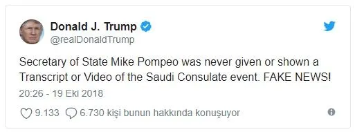 Son dakika... Trump'tan bir Kaşıkçı açıklaması daha-1
