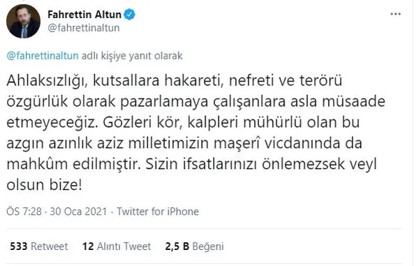 fahrettin-altundan-bogazicindeki-kabe-provokasyonuna-cok-sert-tepki-sizin-ifsatlarinizi-onlemezsek-veyl-olsun-bize-1612027259326.jpeg Fahrettin Altun'dan Boğaziçi'ndeki 'Kabe' provokasyonuna çok sert tepki: Sizin ifsatlarınızı önlemezsek veyl olsun bize!-5