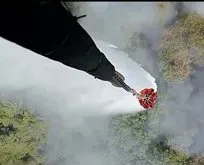 Menderes’teki orman yangınına havadan ve karadan müdahale
